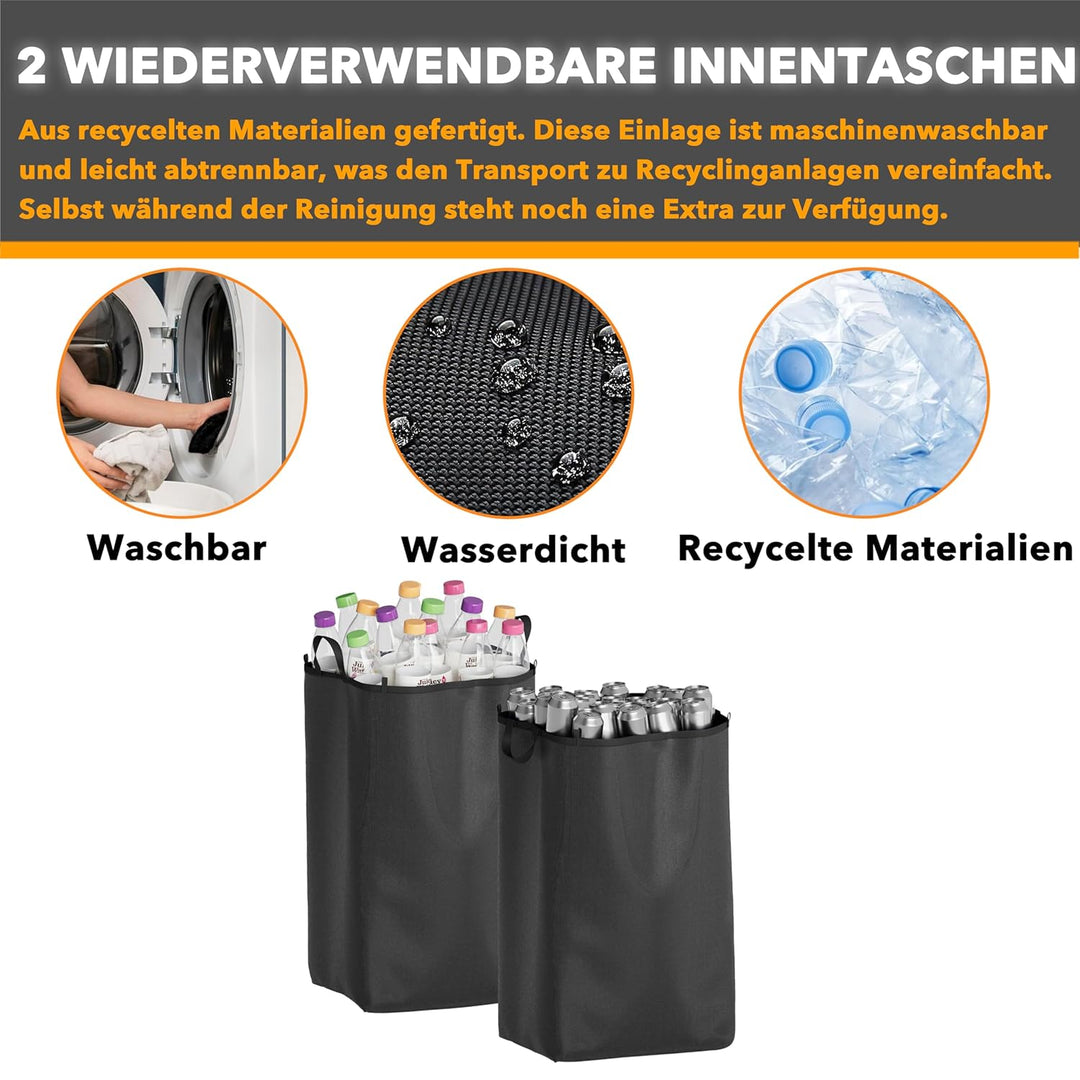 SpaceAid 100L Pfandflaschen Sammelbehälter, Pfandsammler Organizer mit Deckel und 2 wiederverwendbar