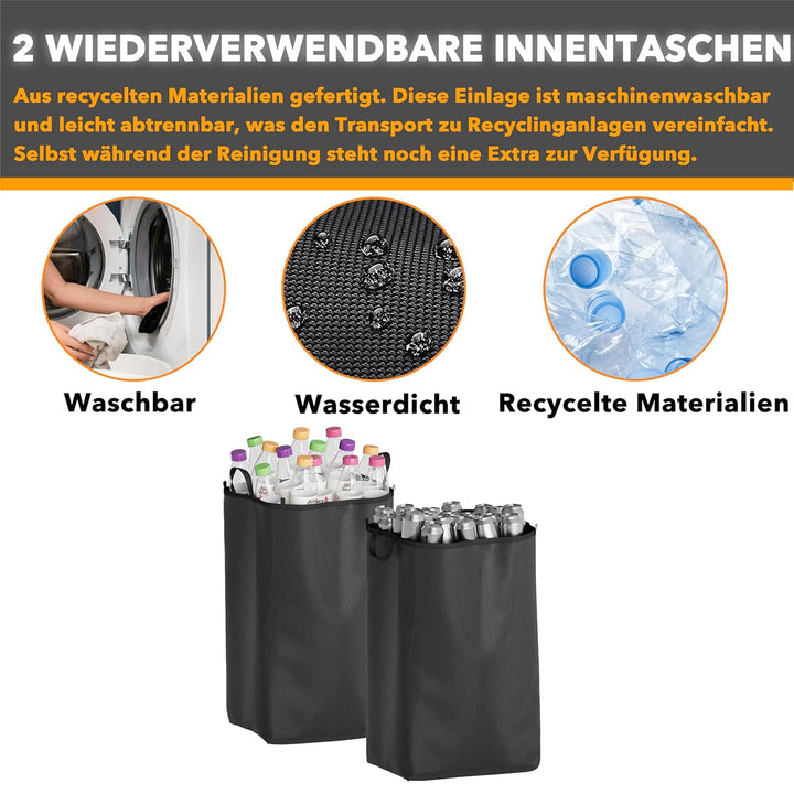 SpaceAid 100L Pfandflaschen Sammelbehälter, Pfandsammler Organizer mit Deckel und 2 wiederverwendbar