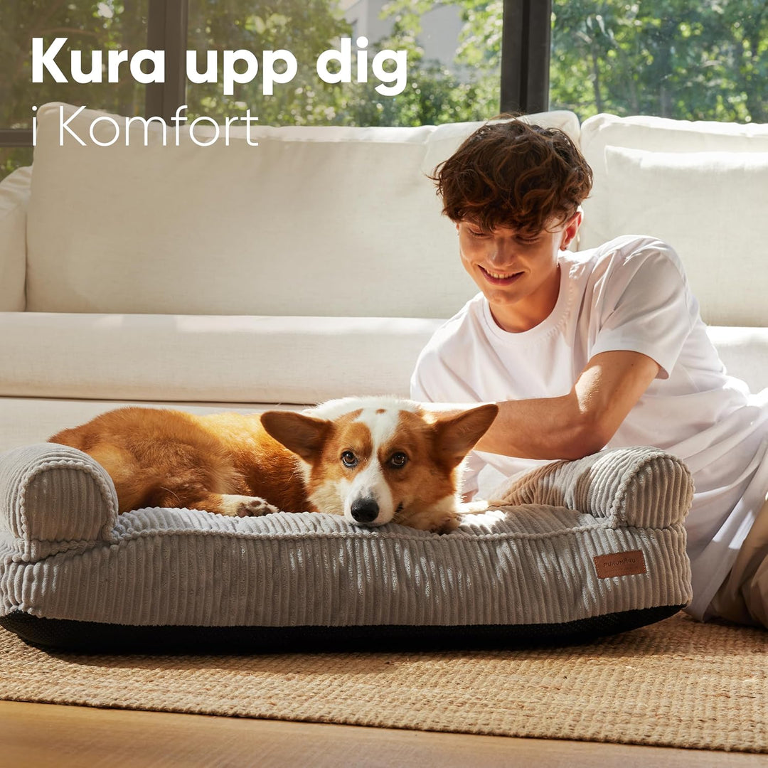 FUKUMARU Katzensofa Bett, Corduroy Gemütliches Katzenbett für drinnen mit abnehmbarem waschbarem Bez