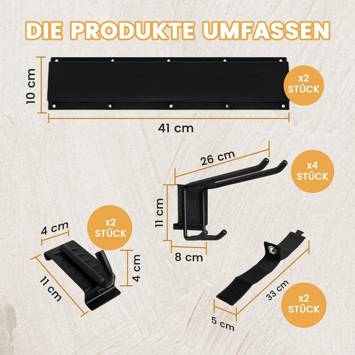 Gartengeräte Halterung, Garagen Wand Management Aufbewahrungsregal, Robuste Edelstahlhalterung mit 6