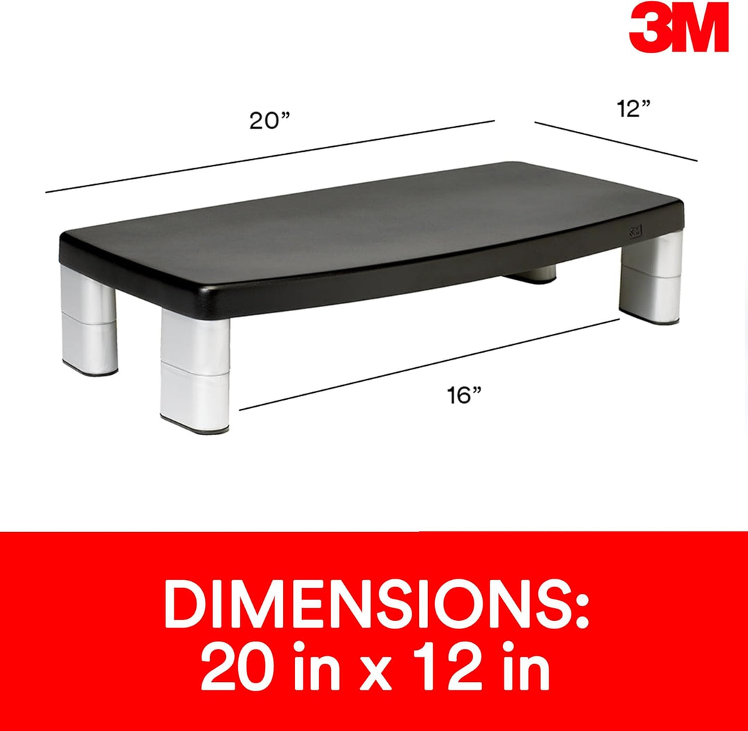 3M Monitorständer MS90B, 30,4 x 38,1 x 15 cm, schwarz, Silber, 1 Monitorständer 20-Inches Wide 1 Stü