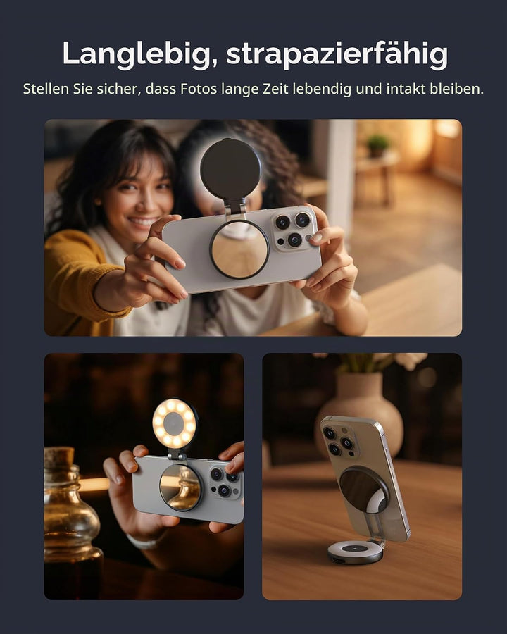 TELESIN C03 Magnetische Selfie-Licht, Handy-Licht kompatibel mit Magsafe, CRI97 360° LED Selfie Ring