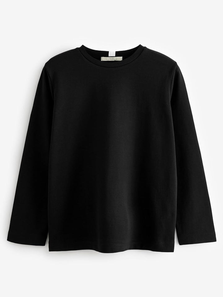 NEXT Damen Schweres Langarmshirt mit Rundhals, 2er-Pack 52 Black/White, 52 Black/White