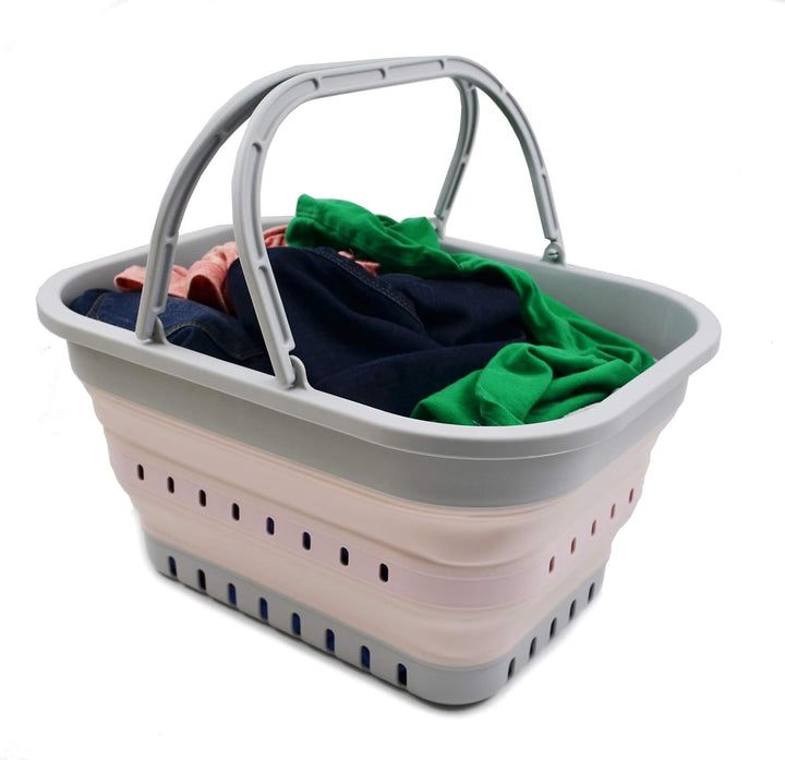 SAMMART 19L Collapsible Tub with Handle - Portable Outdoor Picnic Basket/Crater - Foldable Shopping