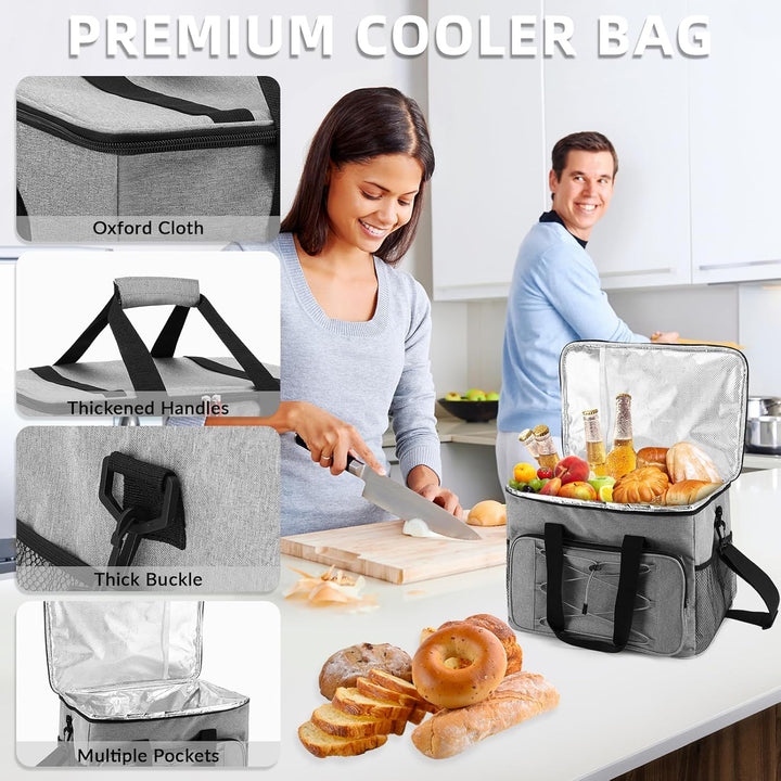 30L Kühltasche, Kühlbox, Isoliertasche, Picknicktasche für Essen und Getränke, Faltbar Wasserdicht O