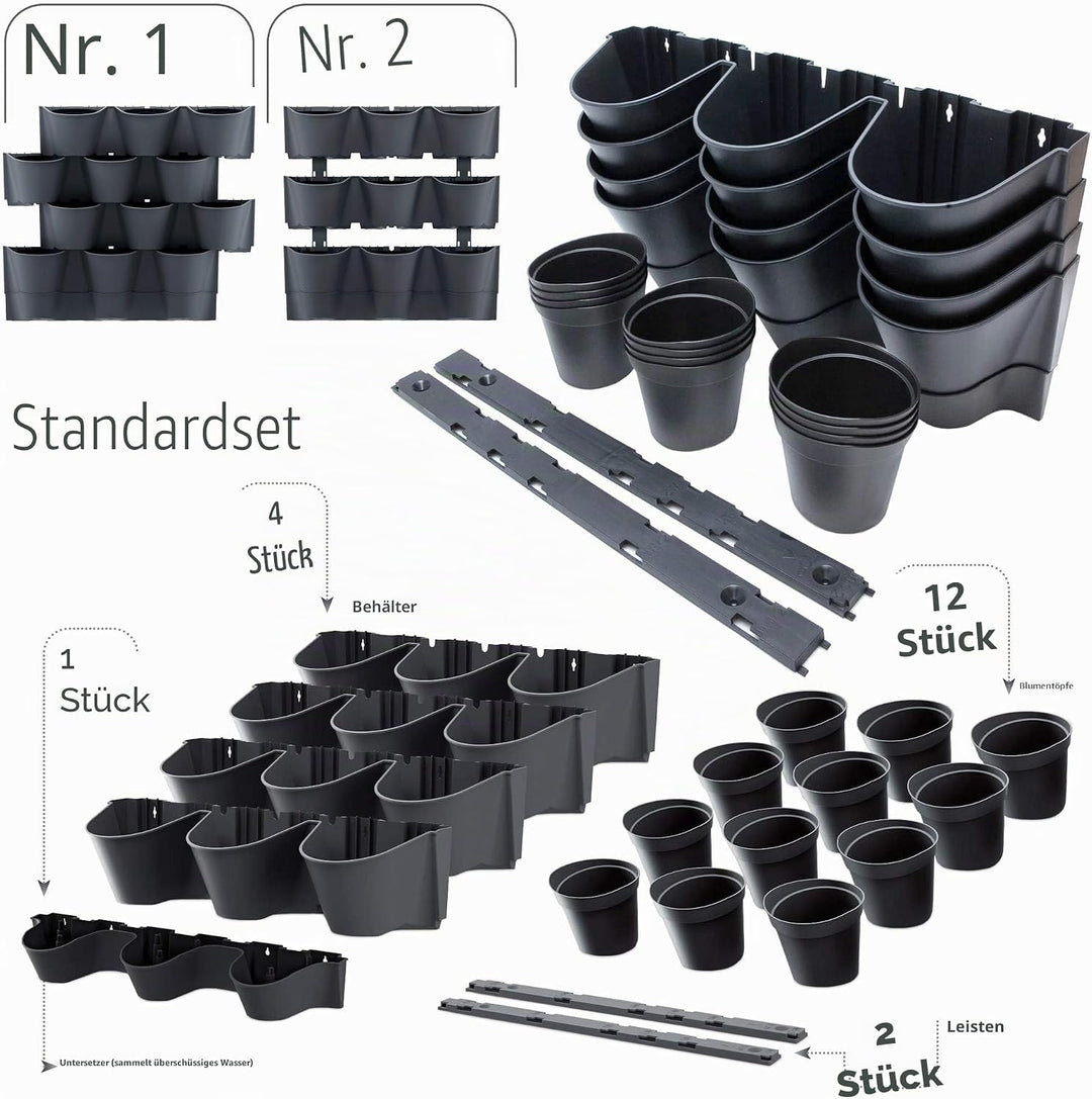 Macetero vertical Prosperplast Cascade Wall de plastico en color antracita 67 (largo) x 17,7 (ancho)
