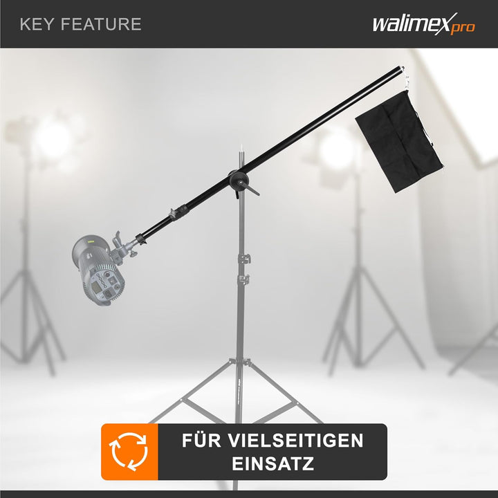 Walimex Galgen mit Beschwerungstasche (120-220 cm), Schwarz Single, Single