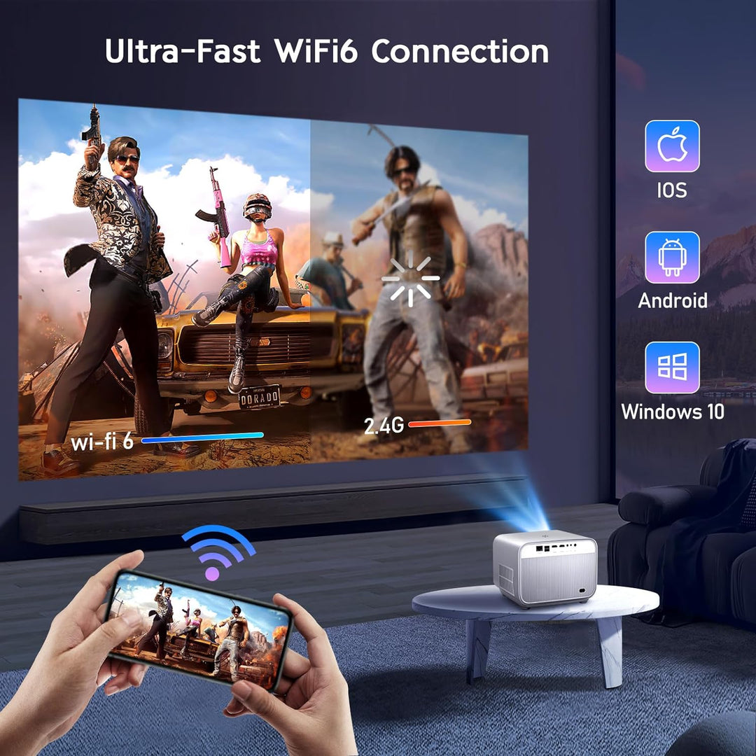 Beamer 4k VGKE T51,【Auto Focus/Keystone】 20000Lumens WiFi 6 Bluetooth Projektor,FHD Native 1080P Bea