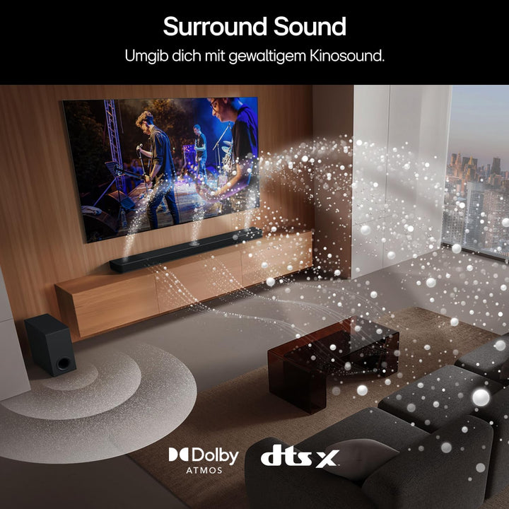 LG DS77TY 3.1.3 Dolby Atmos Soundbar (400W) mit kabellosem Subwoofer (eARC, HDMI, Optisch, Bluetooth