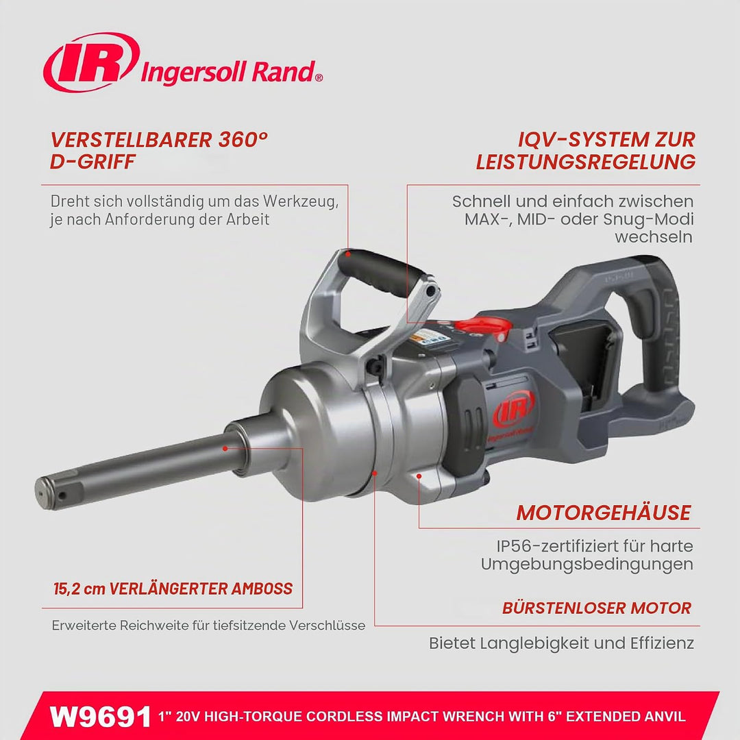 Ingersoll Rand W9691-1" 20V Schlagschrauber für schwere Arbeiten, Schwerlast Schlagschrauber mit lan