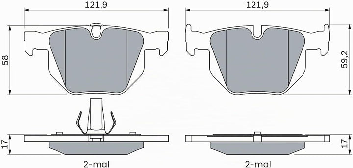 Bosch BP472 Bremsbeläge - Hinterachse - ECE-R90 Zertifizierung - vier Bremsbeläge pro Set