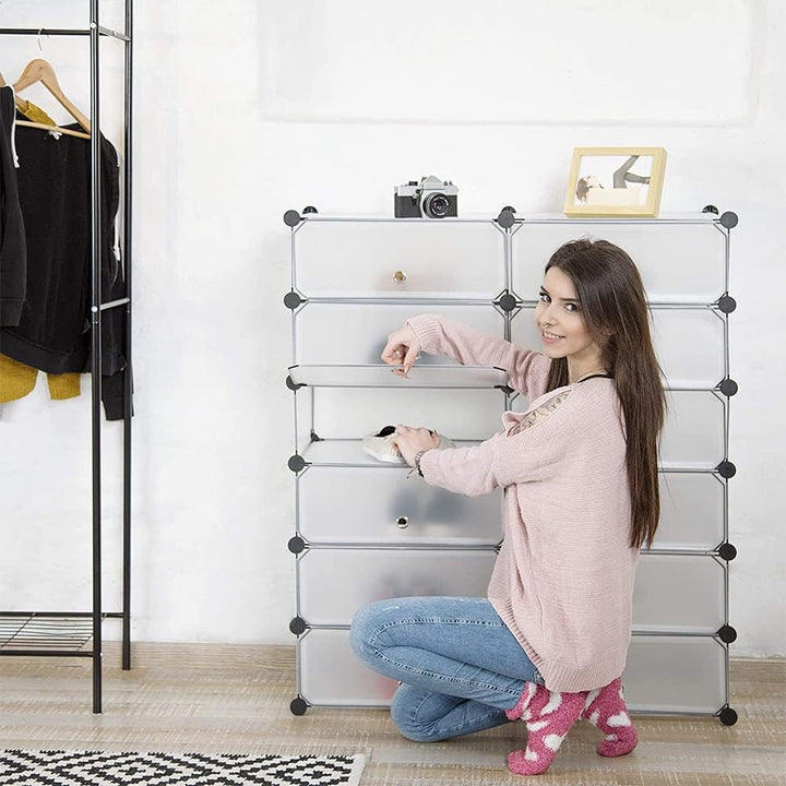 HUOLE DIY Kleiderschrank Regalsystem Schuhregal, modularer Kombischrank, platzsparendes Steckregalsy