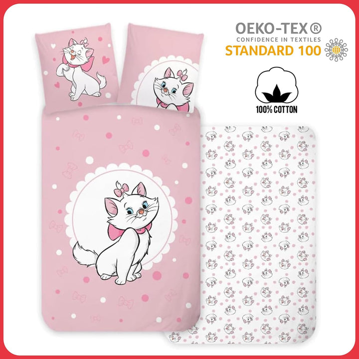 Disney Aristocats Marie Katzenbett Grösse Bettwäsche-Set | Bettbezug 100x135 cm + Kissenbezug 40x60