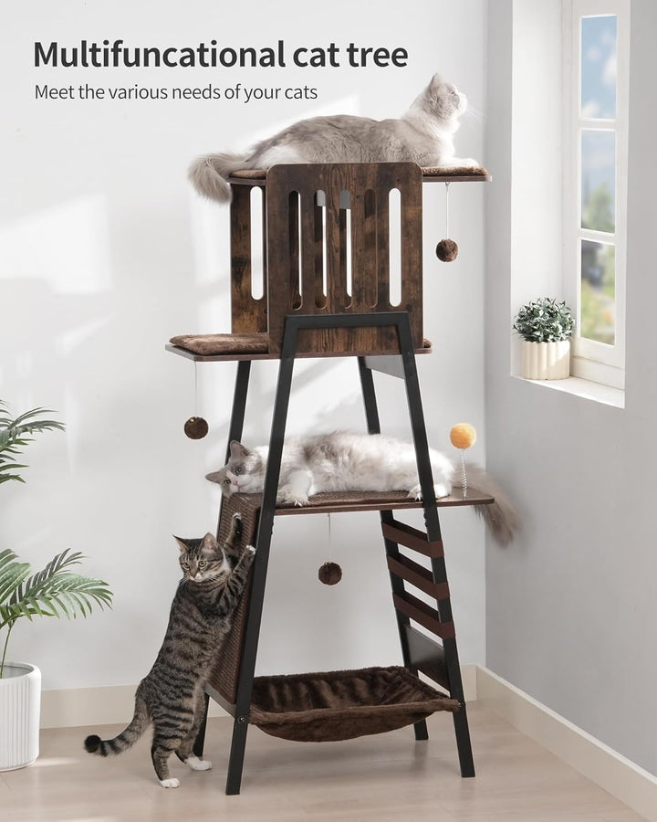 FourFurPets 147 cm Kratzbaum, Kratzbaum Grosse Katzen stabil, moderner katzenbaum für drinnen, hoher