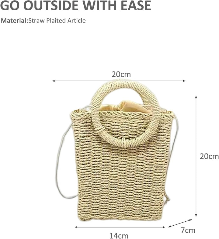 NICOLE & DORIS Handtasche Damen Umhängetasche Stroh Strandtasche Klein Handy Tasche Gewebte Strandta