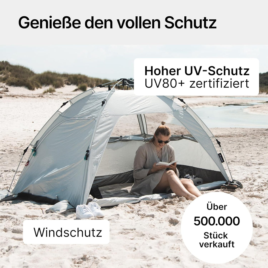 qeedo Quick Palm Strandmuschel mit UV-Schutz (UV80) & kleinem Packmass - Leichtes, schnell aufzubaue