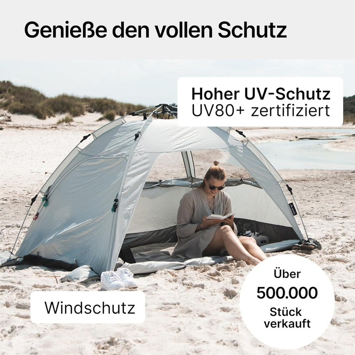 qeedo Quick Palm Strandmuschel mit UV-Schutz (UV80) & kleinem Packmass - Leichtes, schnell aufzubaue