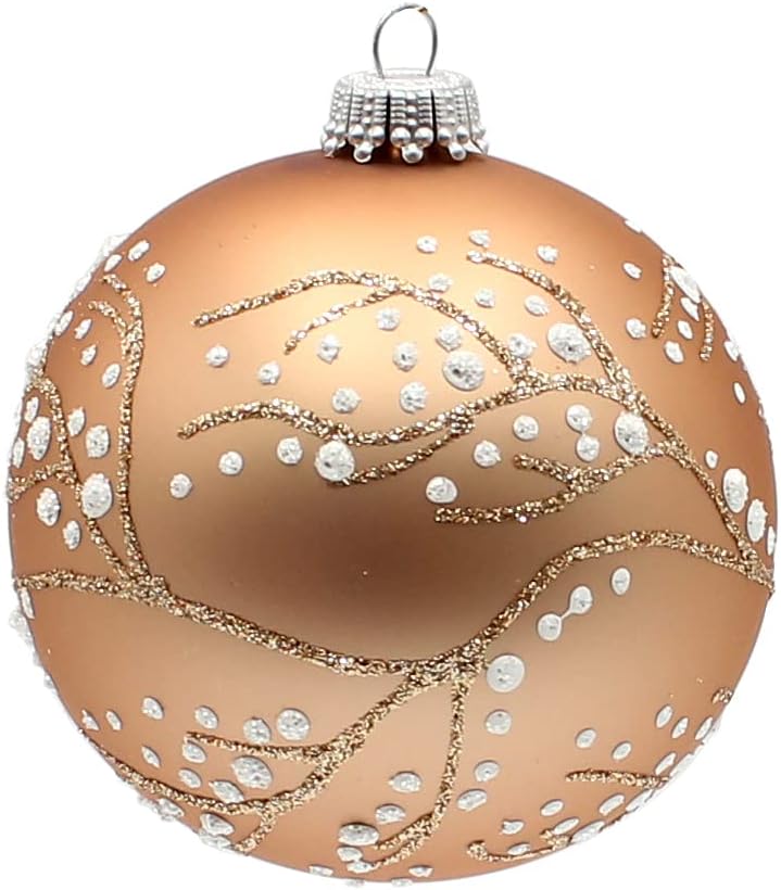 Dekohelden24 Lauschaer Christbaumschmuck - 9er Set Glaskugeln in Bronze, Türkis und Silber, mundgebl