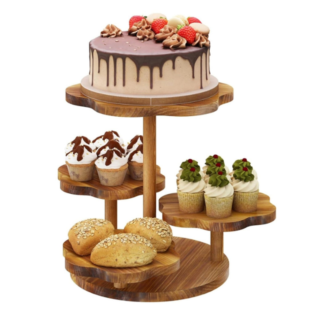 RATSTONE Etagere Tortenständer/Cupcake Ständer Aus Holz 4 Etagen,Desser Halter Turm Serviertablett M