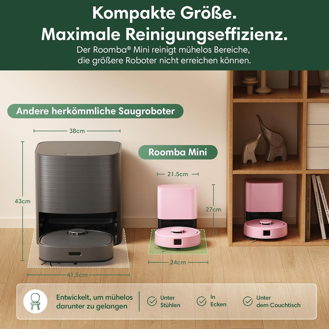 iRobot Roomba® Mini Saug- &amp; Wischroboter + AutoEmpty™ Dock, Rosa, Rosa