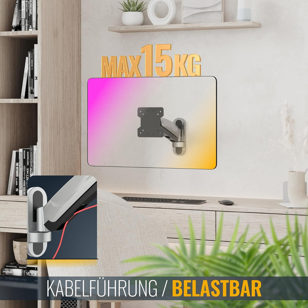 RICOO PC Monitor Wandhalterung höhenverstellbar Gasfeder Schwenkbar Neigbar für Bildschirm 13-32 Zol