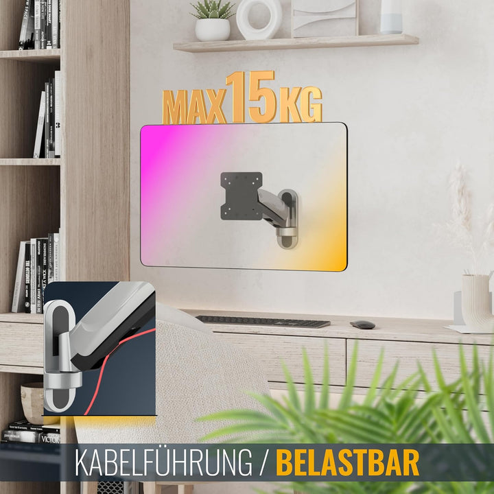 RICOO PC Monitor Wandhalterung höhenverstellbar Gasfeder Schwenkbar Neigbar für Bildschirm 13-32 Zol