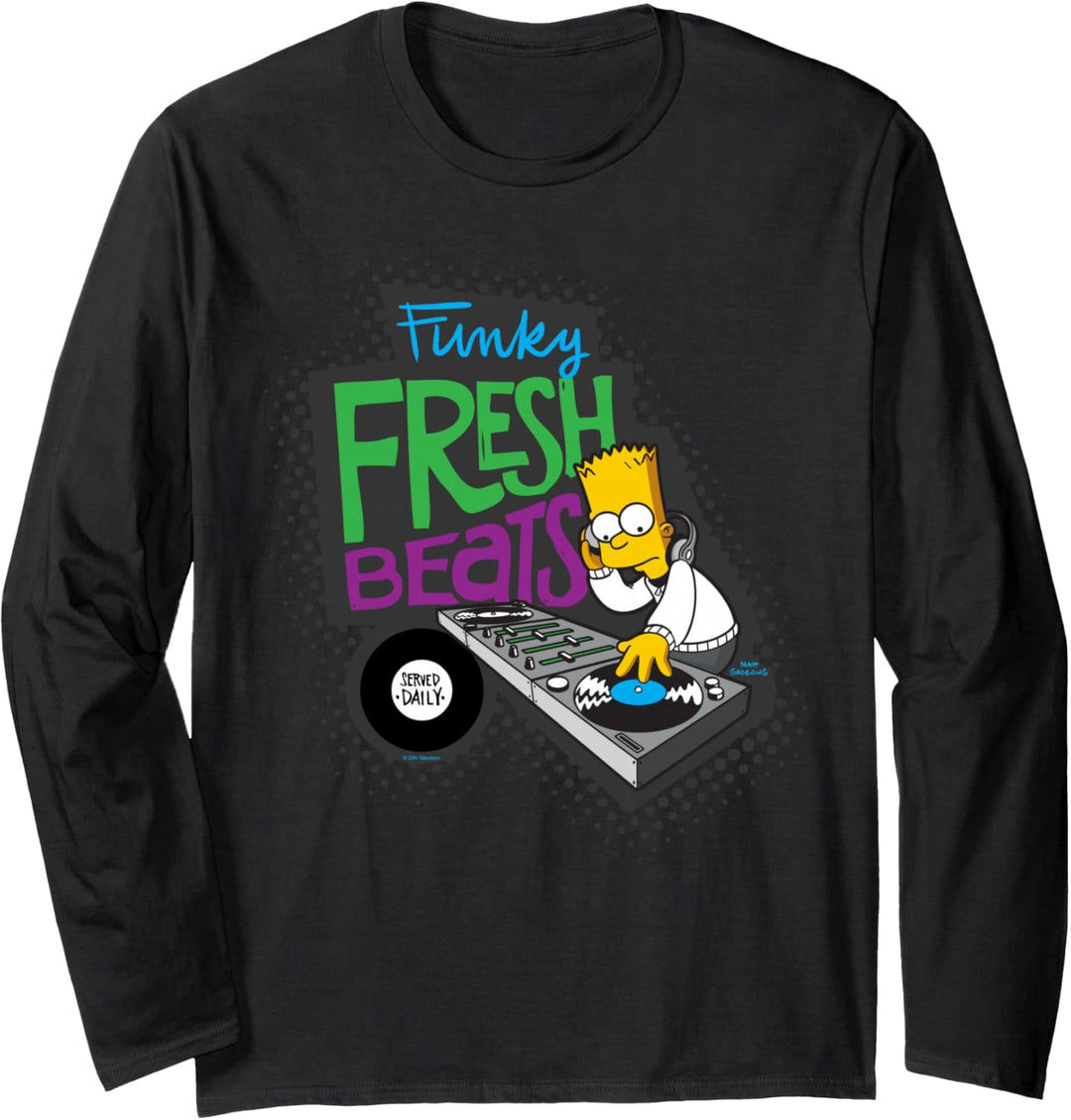 The Simpsons Bart Simpson Funky Fresh Beats Served Daily Langarmshirt