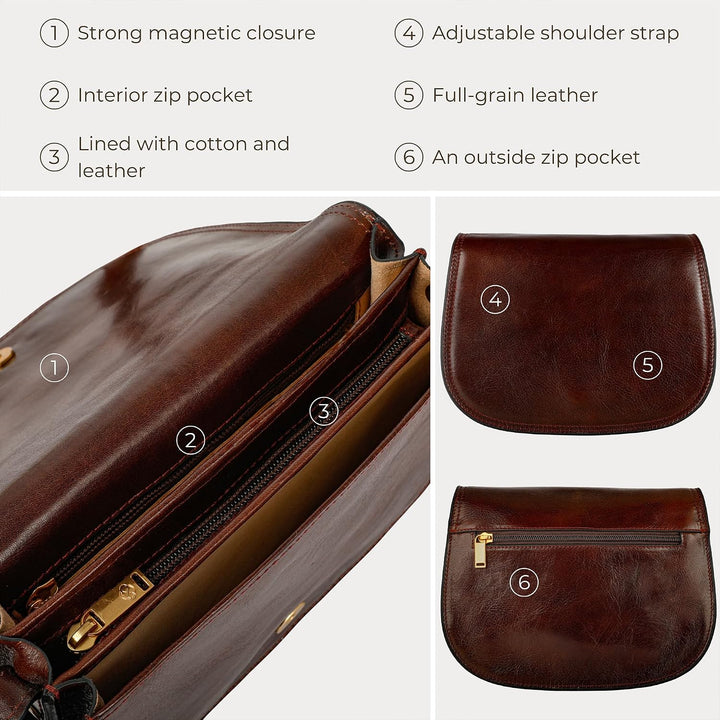 Time Resistance Leder Umhängetasche Damen - Messenger Bags - Arbeitstasche Damen - Schultertasche -