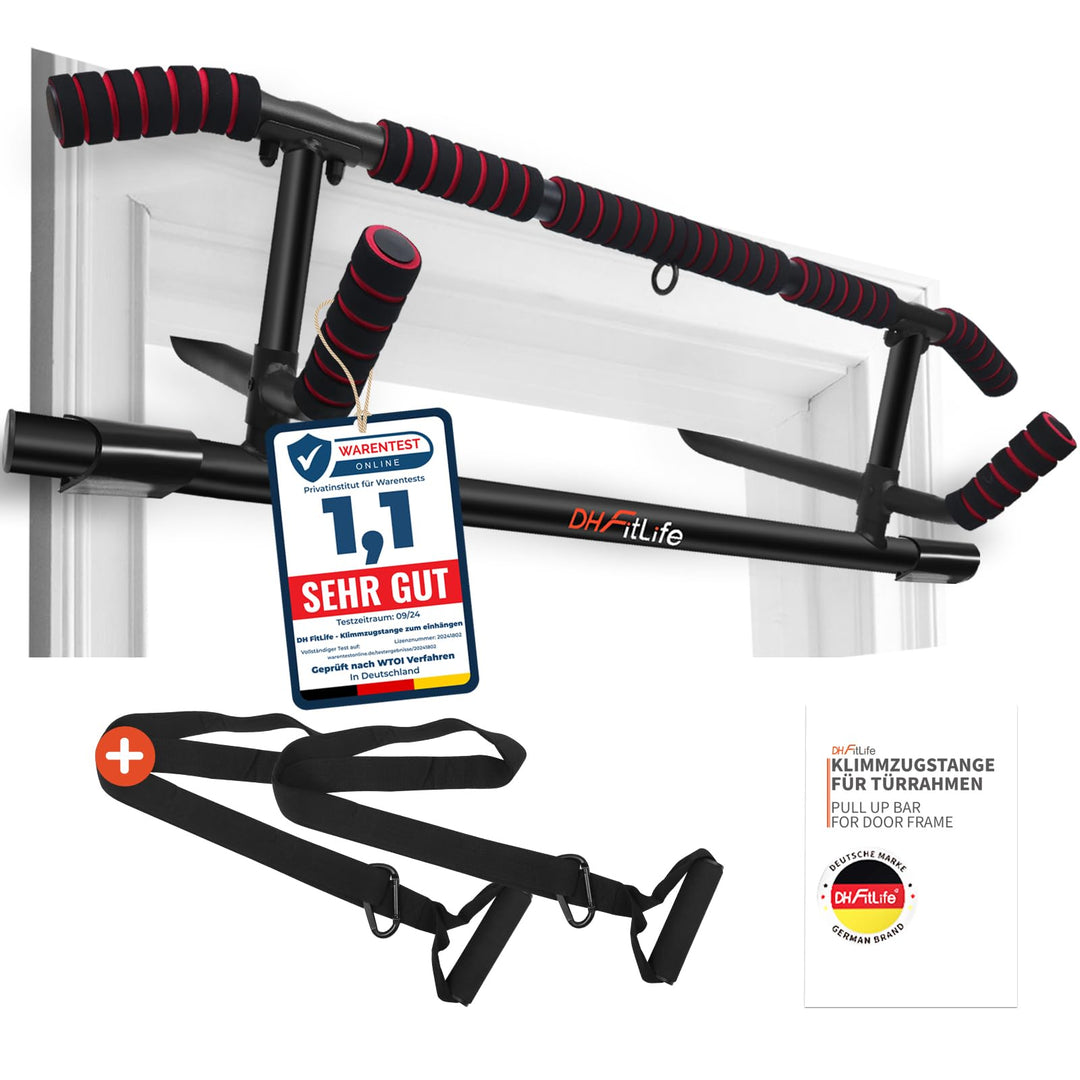 DH FitLife Klimmzugstange Türrahmen ohne Schrauben | Pull up bar Doorway | Reckstange Turnstange Tür