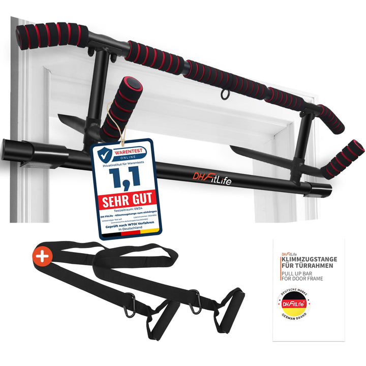 DH FitLife Klimmzugstange Türrahmen ohne Schrauben | Pull up bar Doorway | Reckstange Turnstange Tür