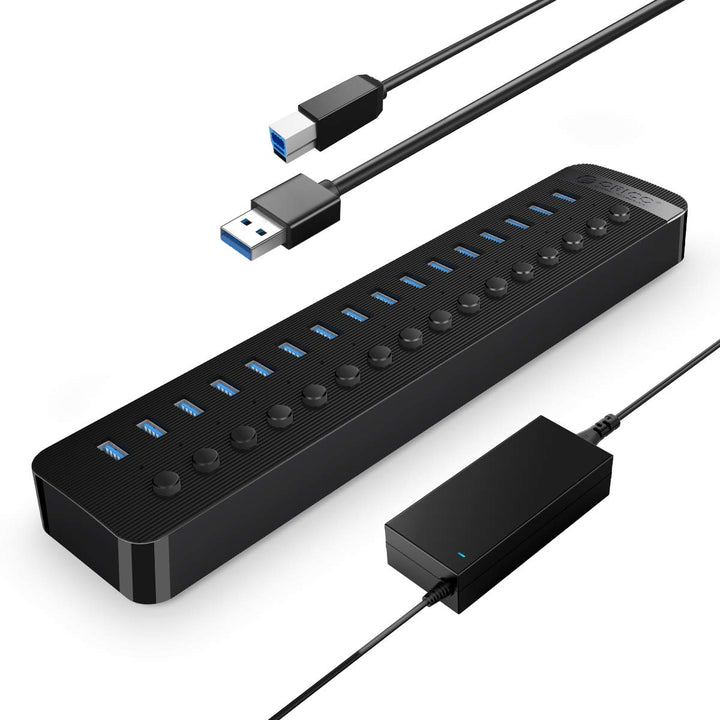 ORICO USB Hub 3.0 Aktiv 16 Ports 78W Mit Netzteil Einzelne EIN/Aus-Schalter und 12V / 5A Energien-Ad