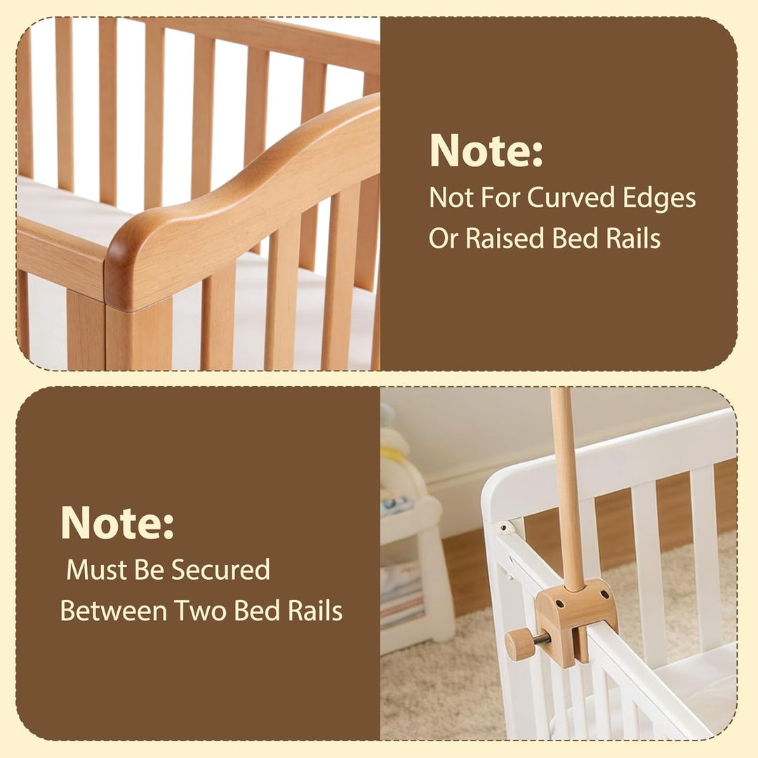 Mobile Halterung Holz für Babybett, und Wickeltisch, 360° Drehbar, Verstellbarer Abnehmbarer Ständer