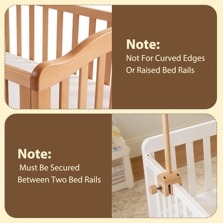 Mobile Halterung Holz für Babybett, und Wickeltisch, 360° Drehbar, Verstellbarer Abnehmbarer Ständer