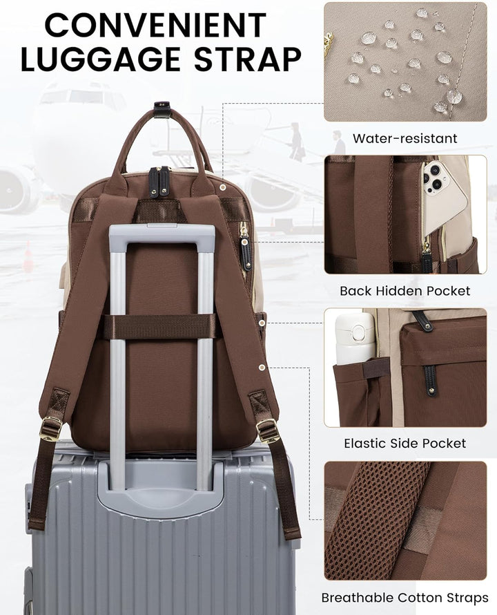 LOVEVOOK Arbeitstasche Reiserucksack Damen, 15,6 Zoll Laptop Backpack Women Wasserdicht, Schulrucksa