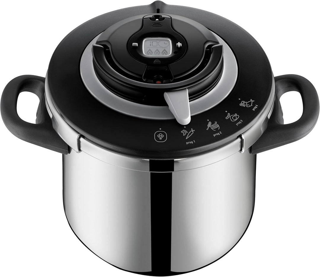 SEB Clipso+ Chef 10 l Schnellkochtopf, 7-10 Personen, Induktion, 4-Kochprogramme, Öffnen und Schlies