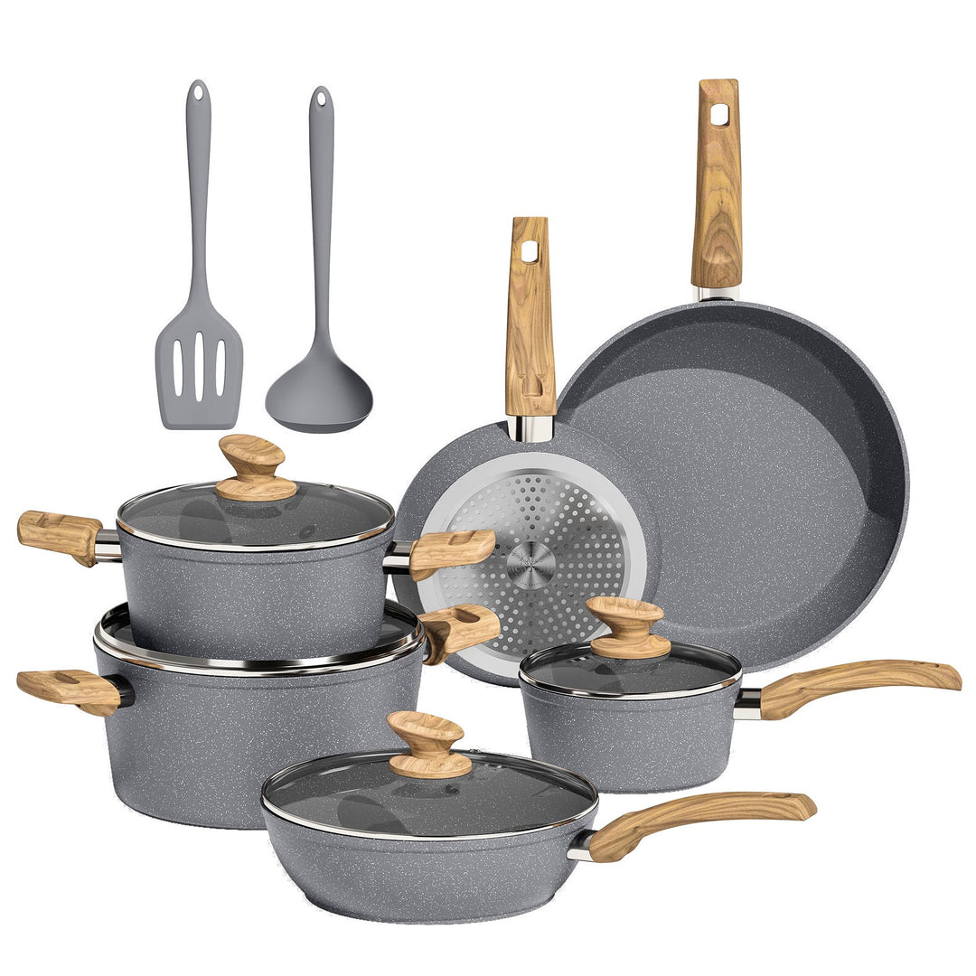 Kitchen Academy Topf und Pfannenset Topfset 12tlg Antihaft-Versiegelung Kochgeschirr Set mit Deckel,