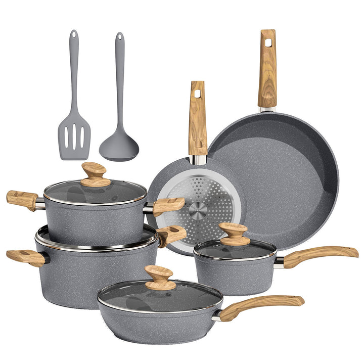 Kitchen Academy Topf und Pfannenset Topfset 12tlg Antihaft-Versiegelung Kochgeschirr Set mit Deckel,