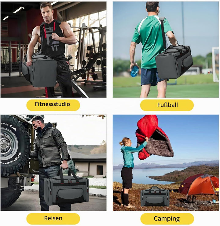 ZZY 55L Sporttasche Herren mit 2 Seitentaschen grosse Reisetasche für Fitness, Training und Reisen 5