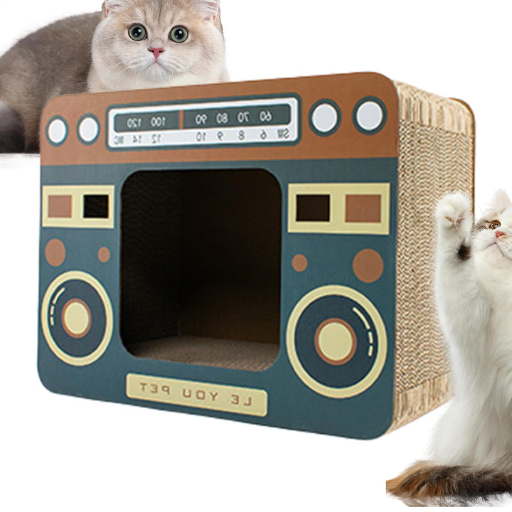 Katzenkratzbrett - Grosses Kratzbrett Aus Pappe Als Bett,Radio-förmiges Spielzeug zur körperlichen B