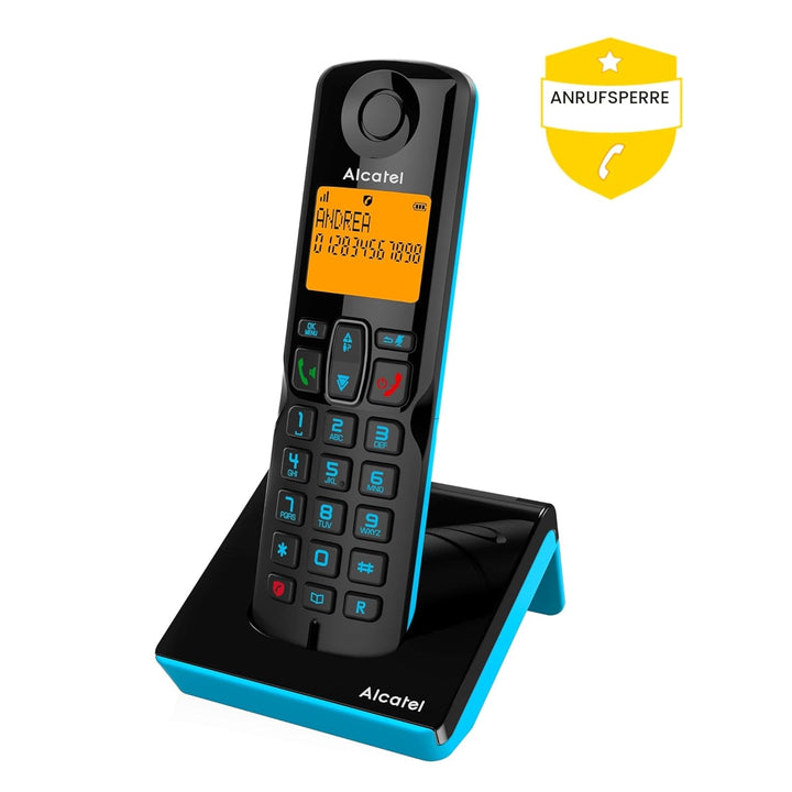 Alcatel S280 Schwarz und Blau, Freisprecheinrichtung, Anrufsperre, Telefonbuch mit 50 Namen und Numm
