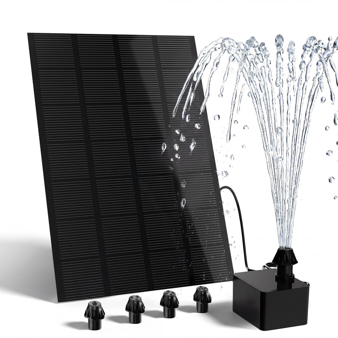 AISITIN Solarbrunnen für Draussen mit Verschiedene Sprüh Effekten und Kabel | 4W Solar Springbrunnen