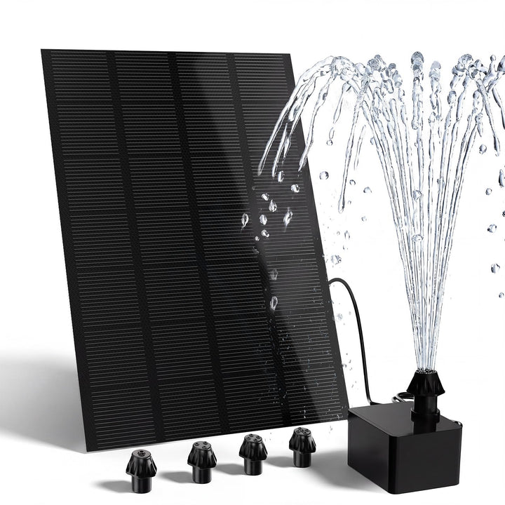 AISITIN Solarbrunnen für Draussen mit Verschiedene Sprüh Effekten und Kabel | 4W Solar Springbrunnen