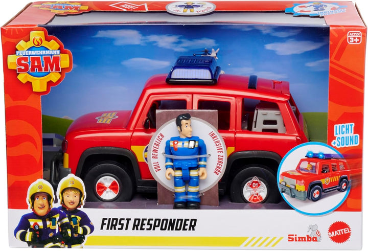 Simba Feuerwehrmann Sam First Responder Fahrzeug, mit Licht, Sound, Kofferraum um Türen zum Öffnen,