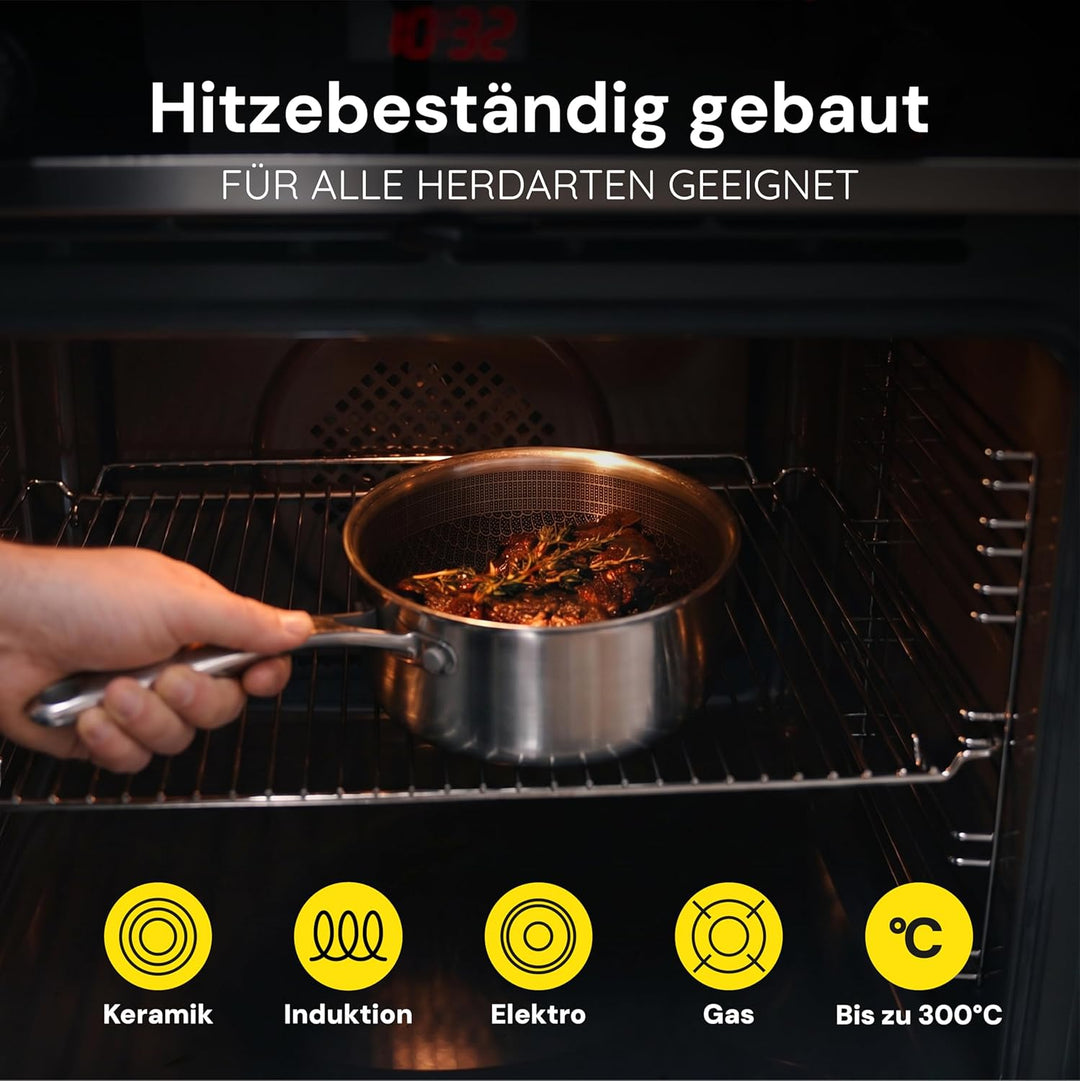 MISO Stielkasserolle mit Deckel 16cm (1,6L) Diamond Dust Keramik Non-Stick, Hochwertige Kasserolle a