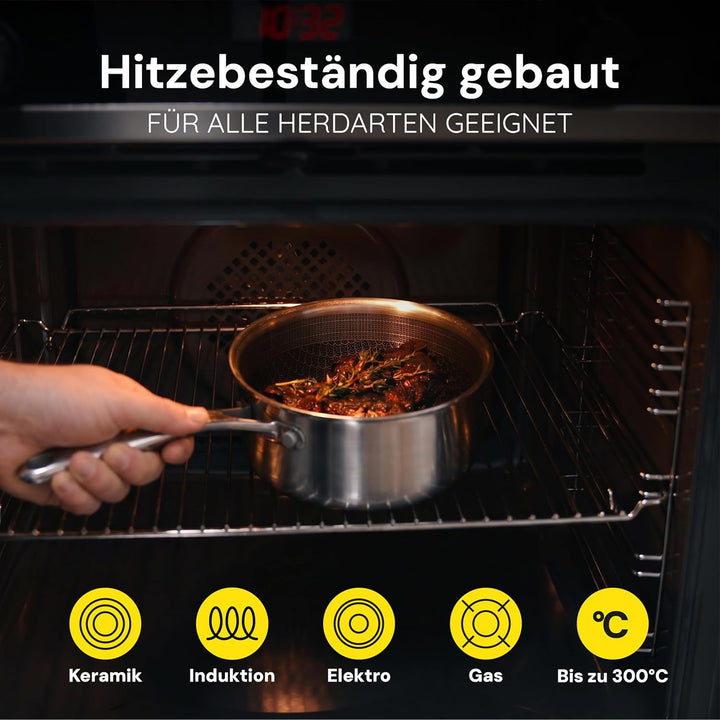 MISO Stielkasserolle mit Deckel 16cm (1,6L) Diamond Dust Keramik Non-Stick, Hochwertige Kasserolle a