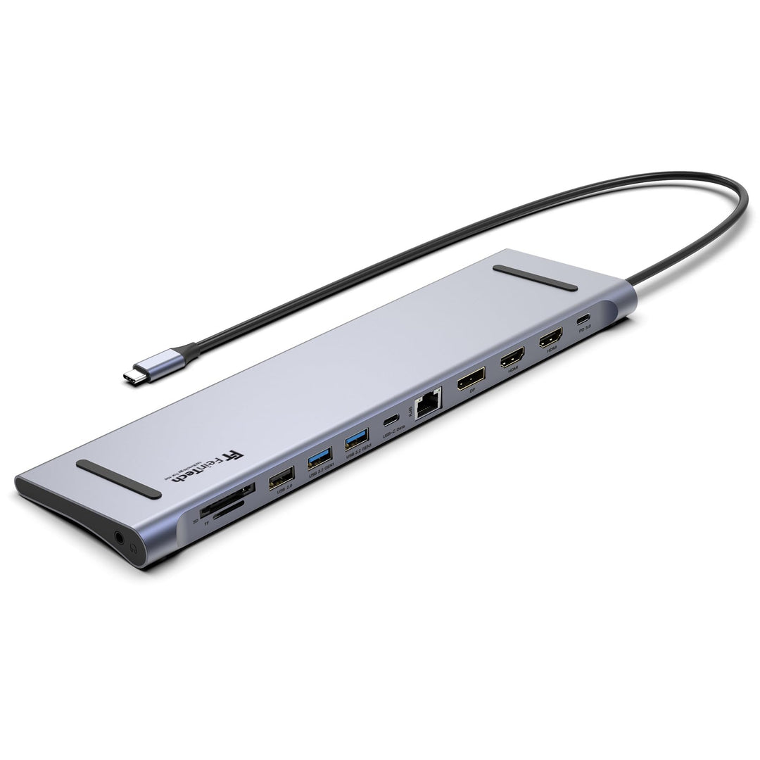 FeinTech CX301 USB C Docking Station 2X HDMI, 1x DisplayPort, 12in1 Hub, Dual Display 4K 60Hz, Tripl