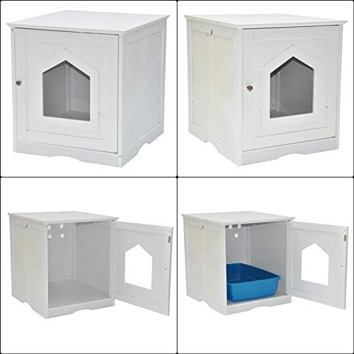 nanook Design Katzenhaus für Katzentoilette - weiss - Holz - 48x53x51 cm - Katzenklo Katzenschrank