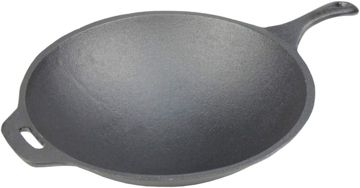 SANTOS Gusseisen Wokpfanne rund - Guss-Wok - ø31,8cm x 48,8cm - Feuertopf - Grilltopf - ideal für La