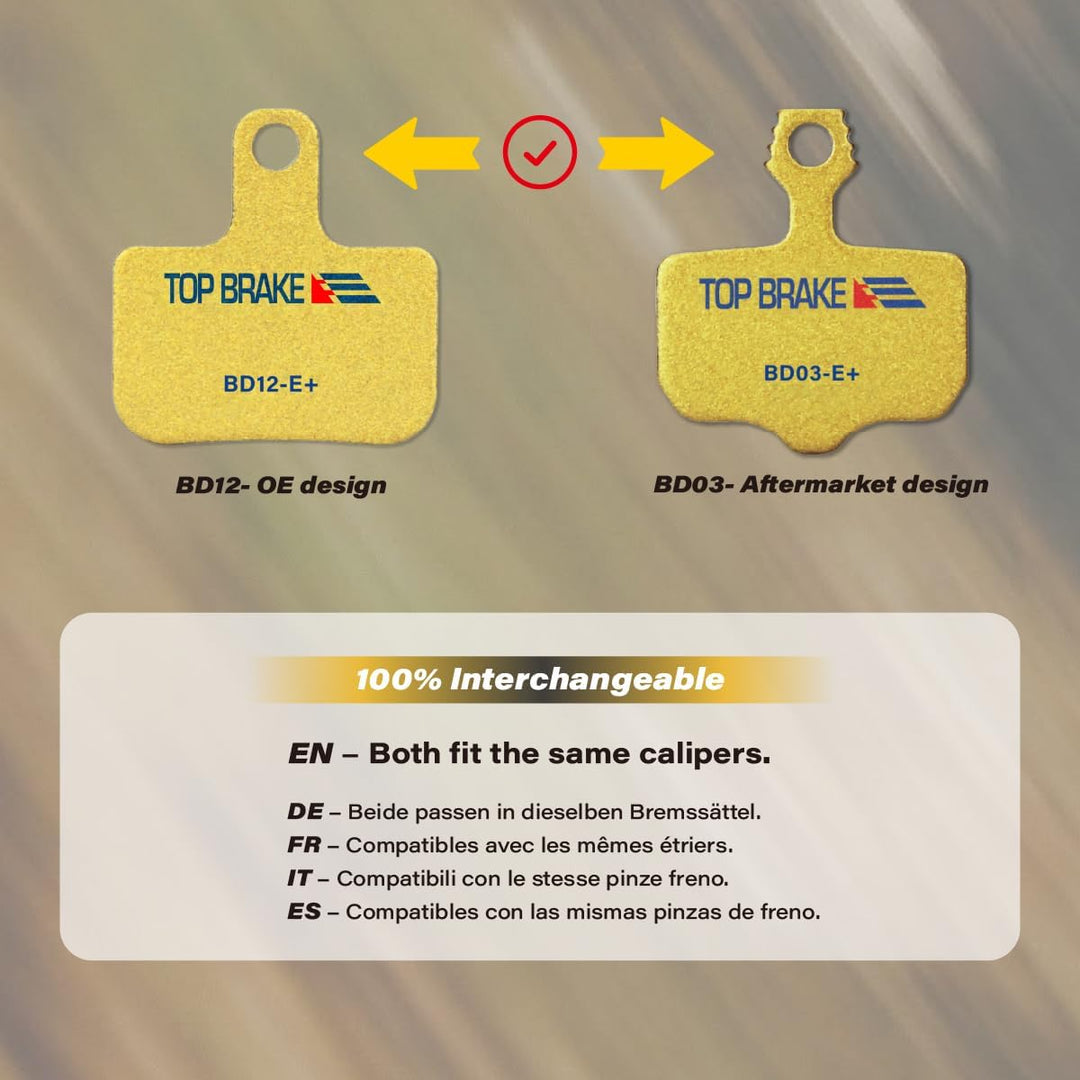Top Brake BD12-E+ Bremsbeläge für SRAM Level Ultimate/Red/AXS Force Road und XC MTB-Bremsensatz