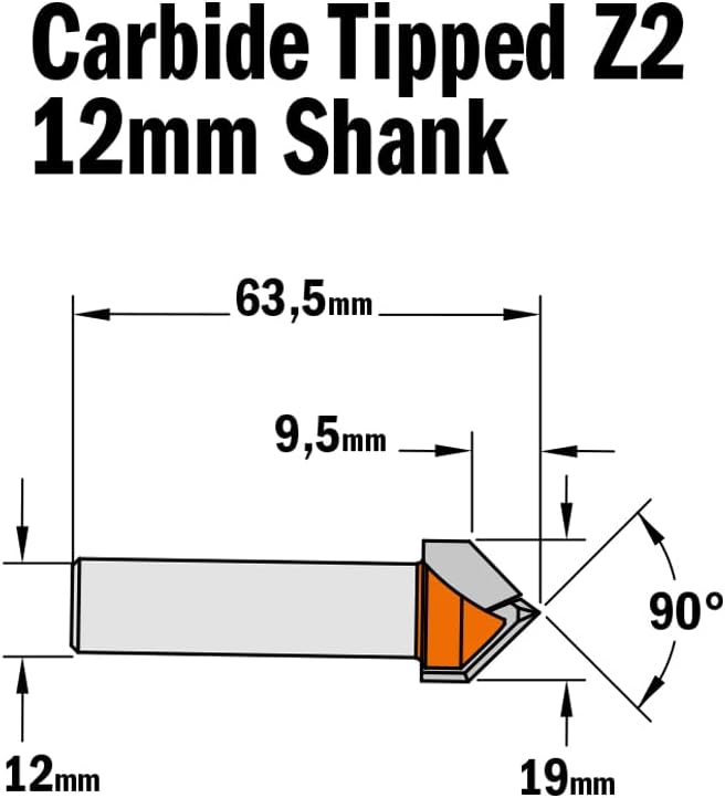 CMT Orange Tools 915.690.11 V (90) HM – Fräser Steckplätze S 12 D 19 x 16